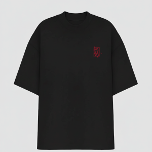 MOCKUP PATRAO PRETO COM VERMELHO Oversized de Patrão "PPRT" Preto com Bordado Vermelho