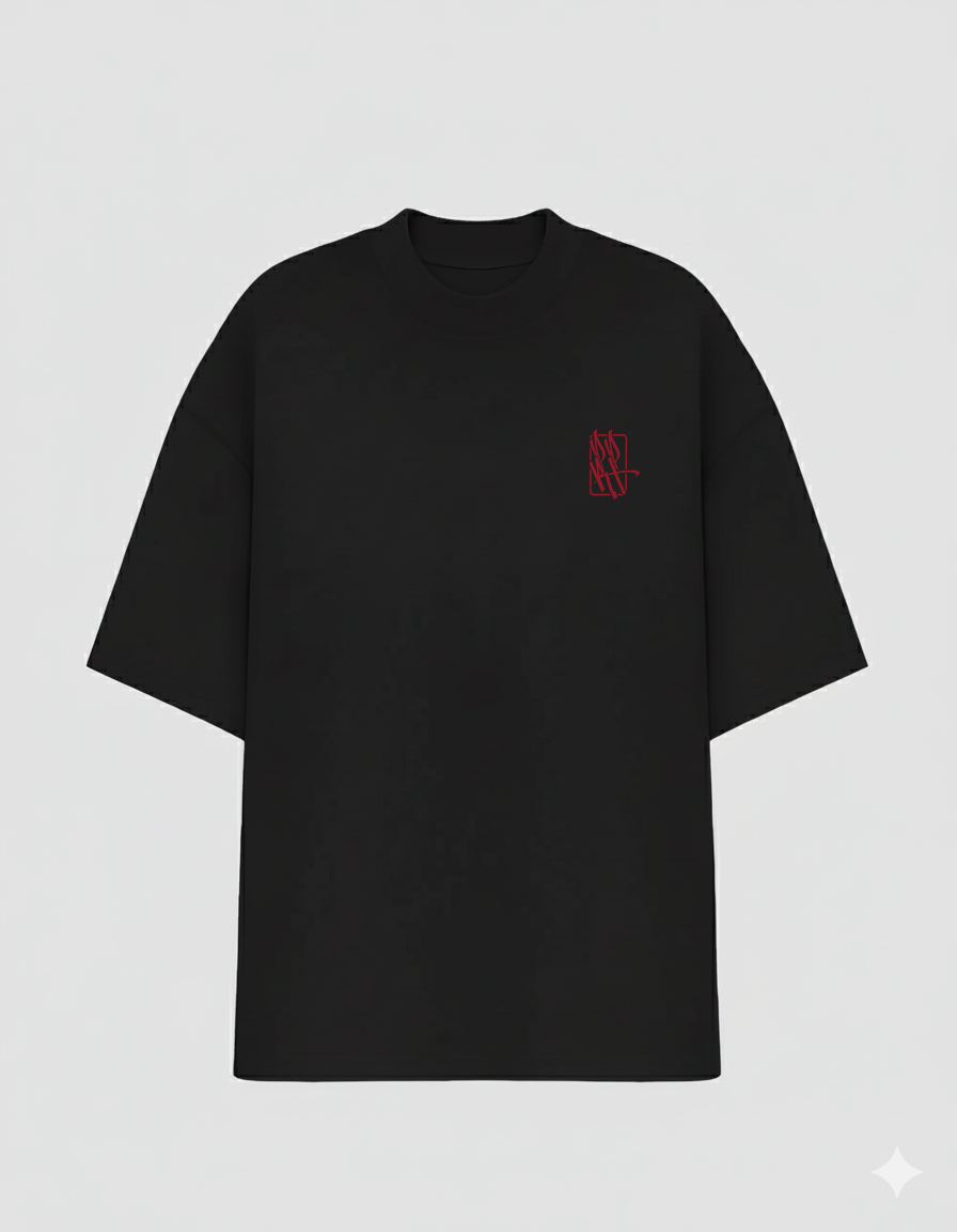 Oversized de Patrão "PPRT" Preto com Bordado Vermelho